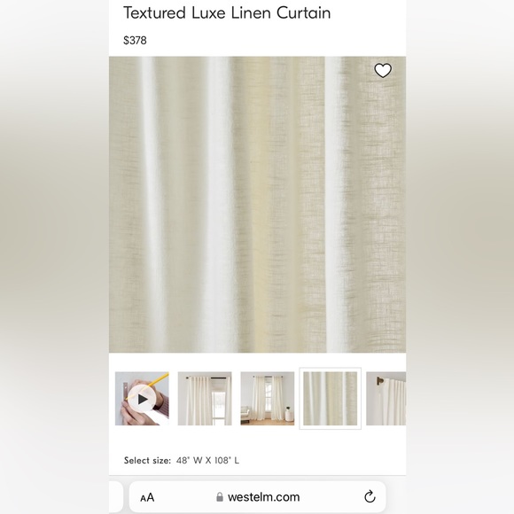 West Elm - Beige Linen Curtain Panels - 48” x 108” (2 panels) - Picture 1 of 11
